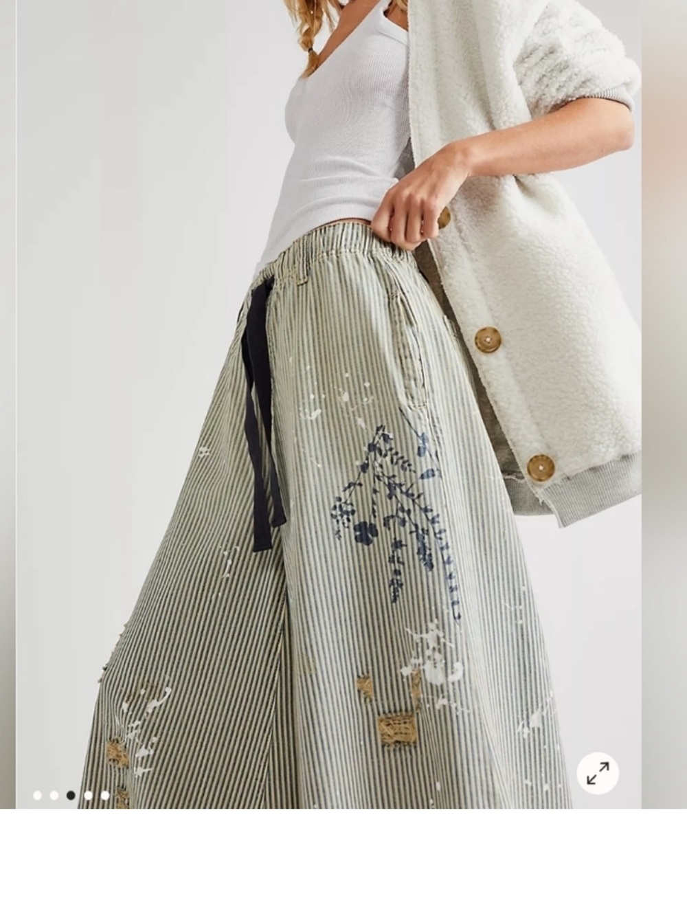 Free People We The Free Clover Wide Leg pants in Sun Printed Railroad RARE🦄🌞 - Picture 2 of 13